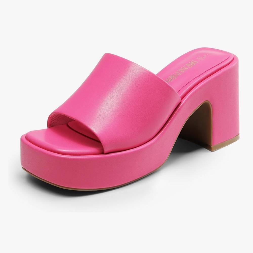 DREAM PAIRS Pink Chunky Platform Heels